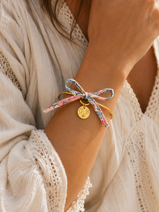 Bracelet Jonc & Liberty Personnalisé - Rose