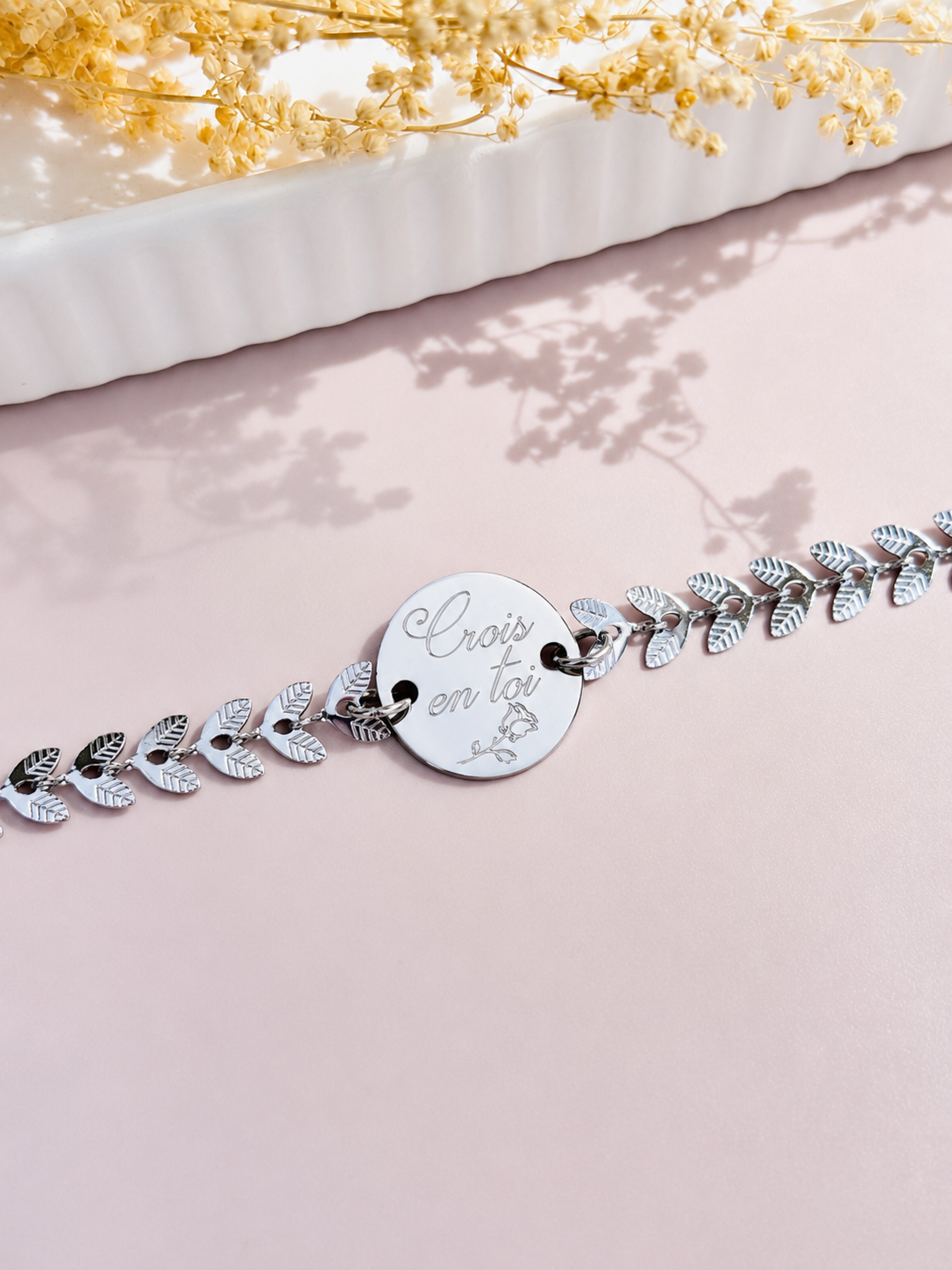     Bracelet chaîne épi acier inoxydable argent