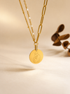 Collier personnalisé Adèle en acier inoxydable or avec médaille ronde de 18 mm