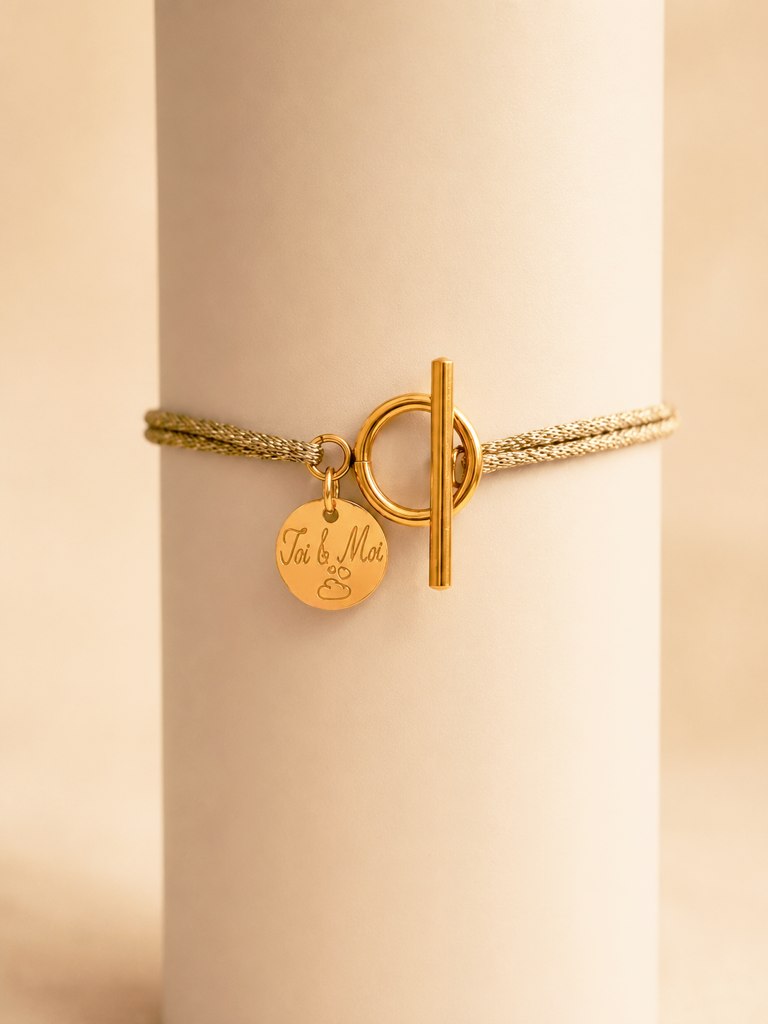 Bracelet personnalisé avec médaille ronde de 12 mm.