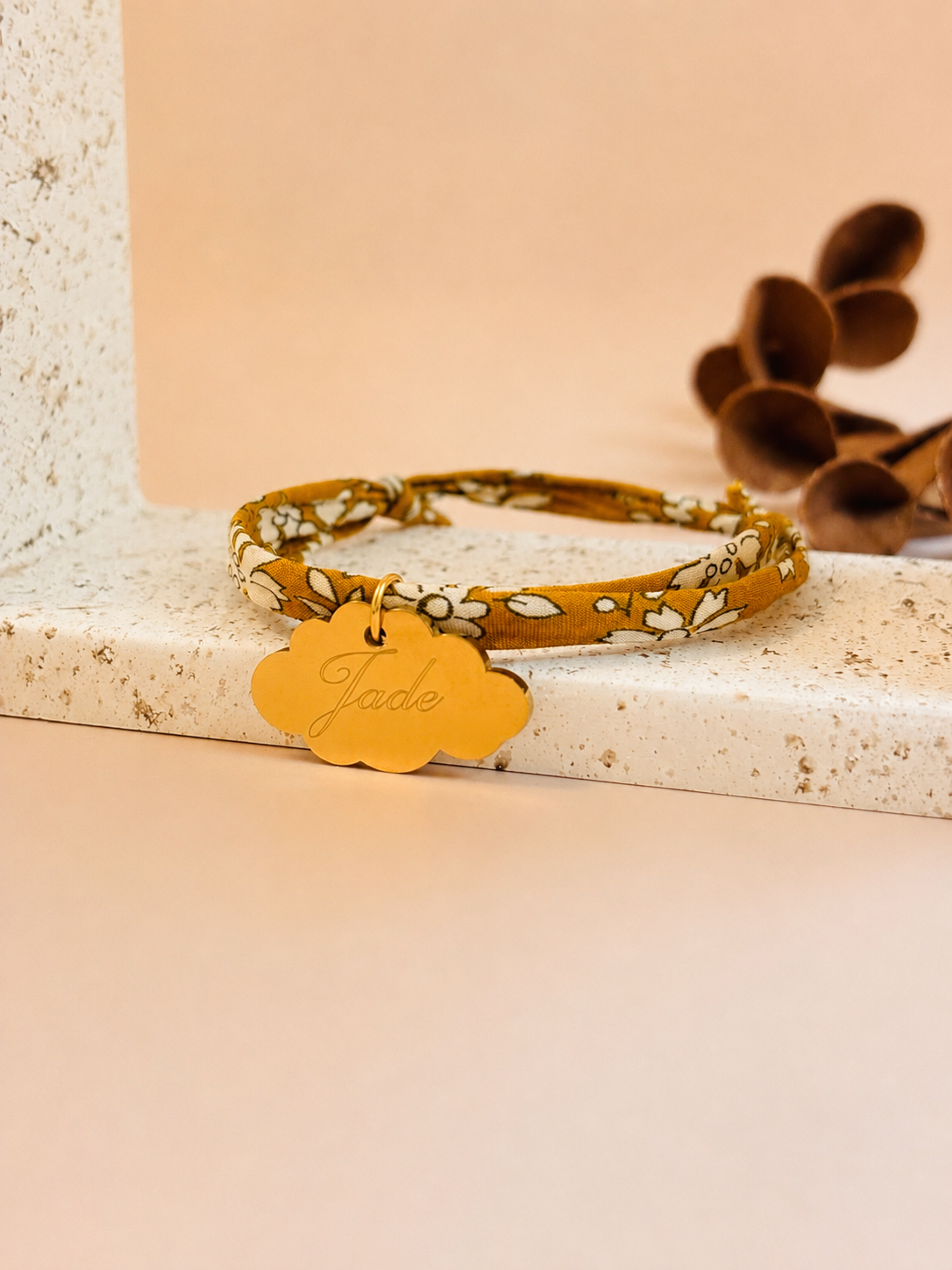 Bracelet Liberty en acier inoxydable or poli miroir à personnaliser.