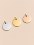 Médaillon rond personnalisé de 18 mm en acier inoxydable disponible en argent, or et or rose.