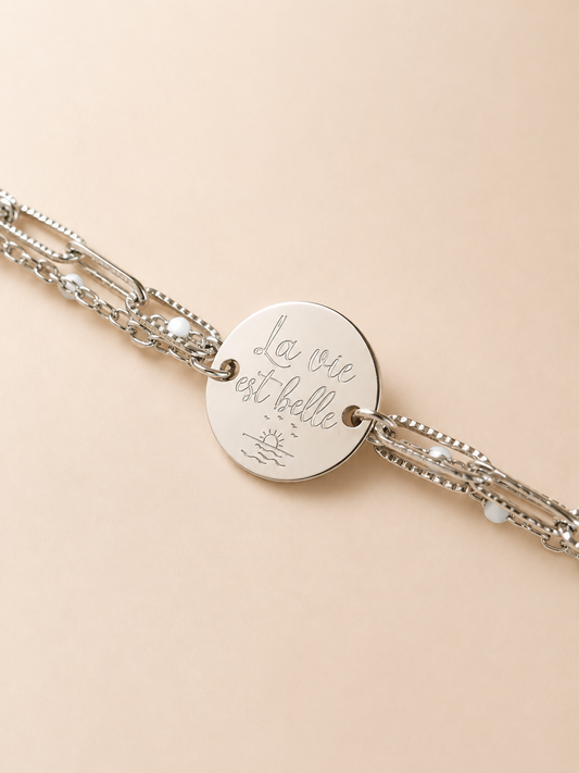 Bracelet personnalisé femme multi rangs argent – Agathe