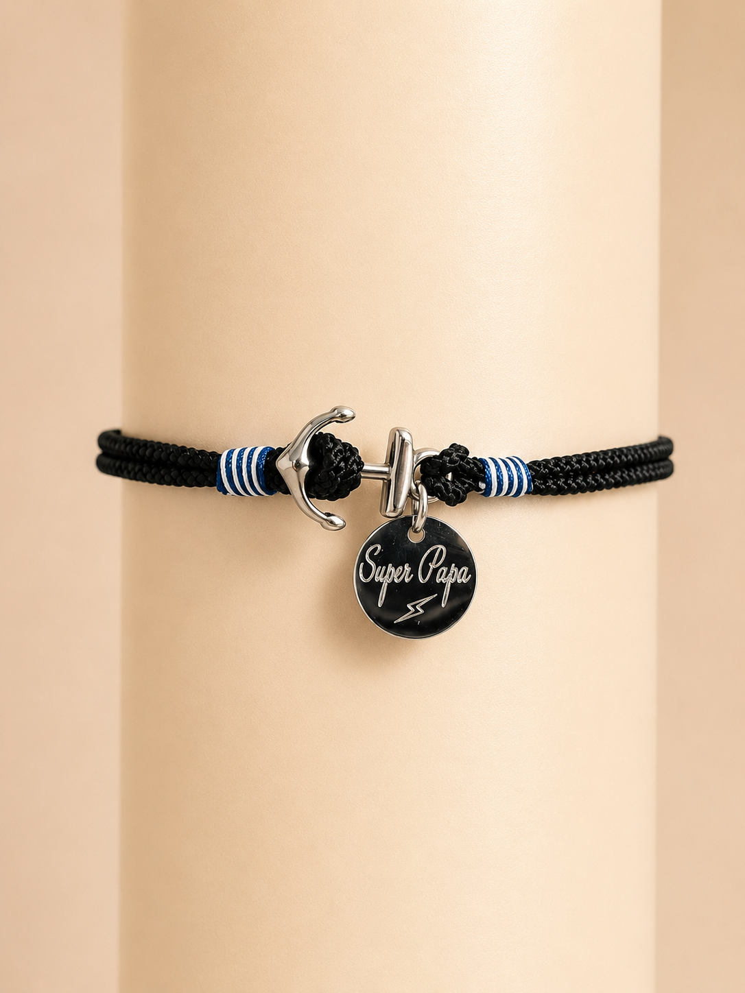 Bracelet personnalisé homme cordon marin argent – Malo