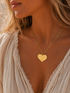 Collier cœur personnalisé femme avec chaîne trombone en acier inoxydable doré.