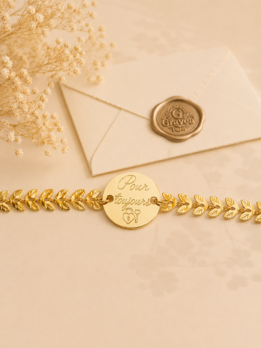    Bracelet personnalisé femme chaîne épi doré