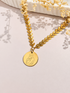     Collier femme personnalisé Giulia avec chaîne épi de blé et médaille  gravée.