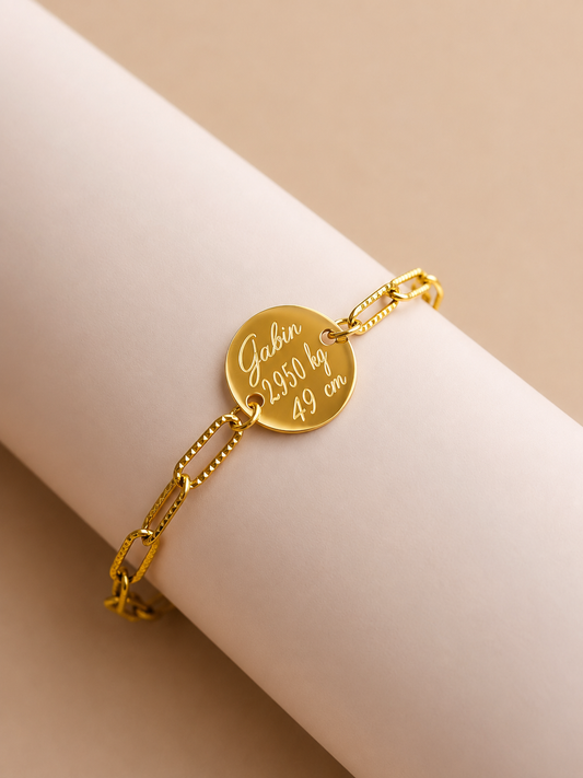 Bracelet personnalisé femme chaîne trombone diamantée or – Alya