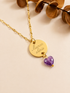 Collier personnalisé femme Aline avec cœur en pierre naturelle.