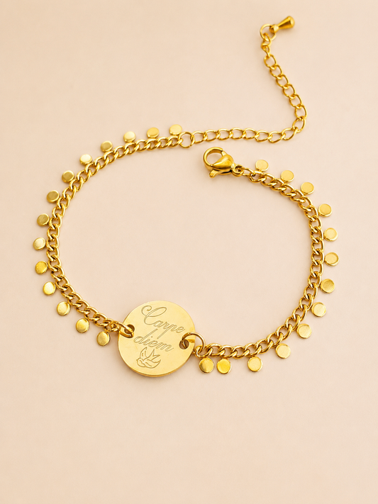     Bracelet femme personnalisé avec médaille de 15 mm poli miroir