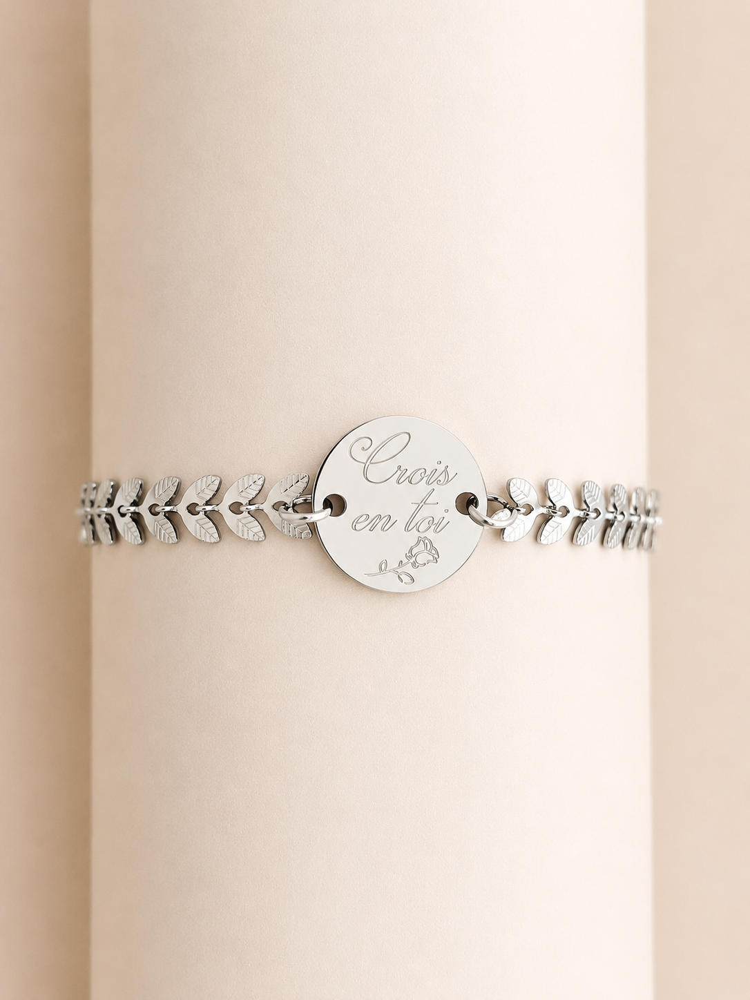     Bracelet personnalisé argent avec médaille